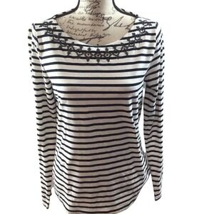 SALE Women's Vineyard Vines Black and White Striped Long Sleeve Shirt Size S